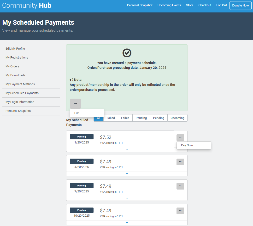 My Scheduled VF Page - Installment payment and Future date.png